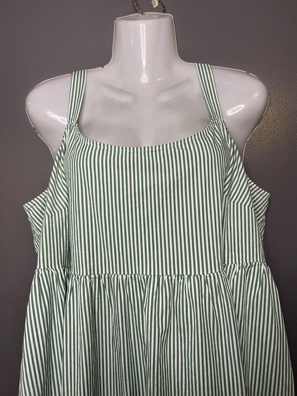 Ava & Viv Dress Womens XXL Green Square Neck Trapeze Midi Sundress Pockets